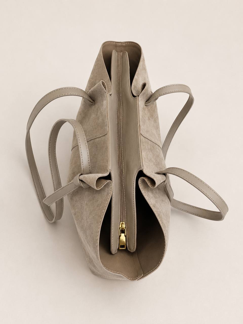 Bolso shopper de ante sintético en color beige