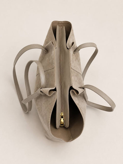 Bolso shopper de ante sintético en color beige